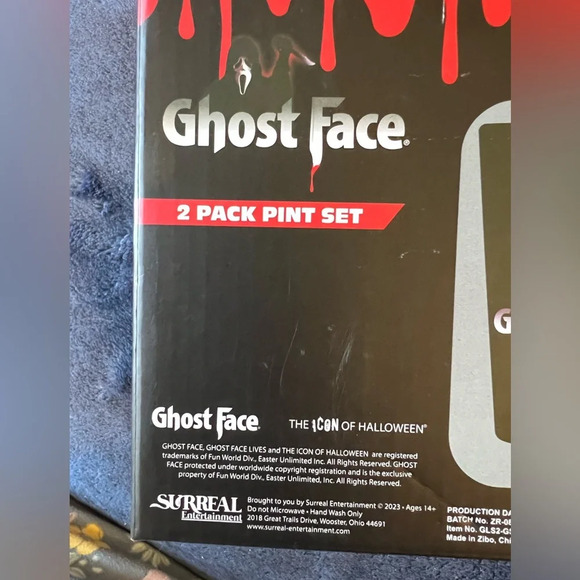 Ghost Face 2 pack pint glass set The Icon of Halloween new in box - Picture 2 of 6
